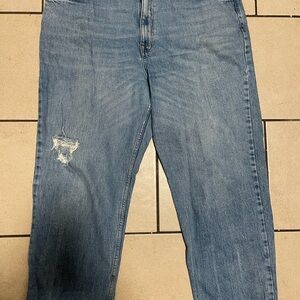 ASOS DESIGN Women’s Blue High Rise Cropped Jeans Straight Leg Size 16/32